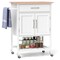 Rolling Kitchen Island Cart with Storage Cabinet Pull-Out Drawer Bottom Tray and Smooth Casters